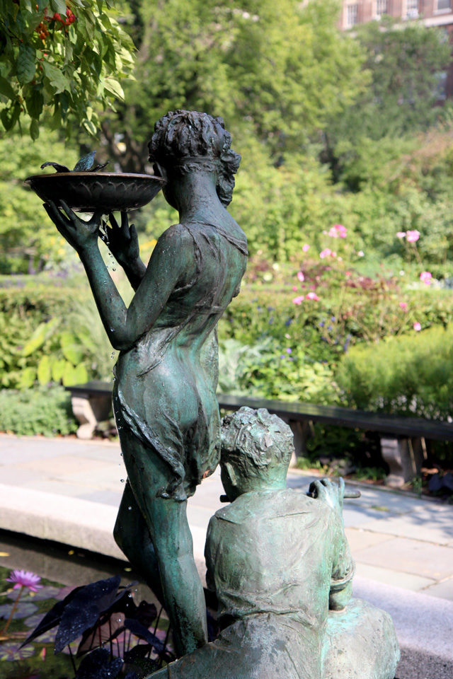 Francis Hodgson Burnett statue at the Central Park Conservatory Garden. 