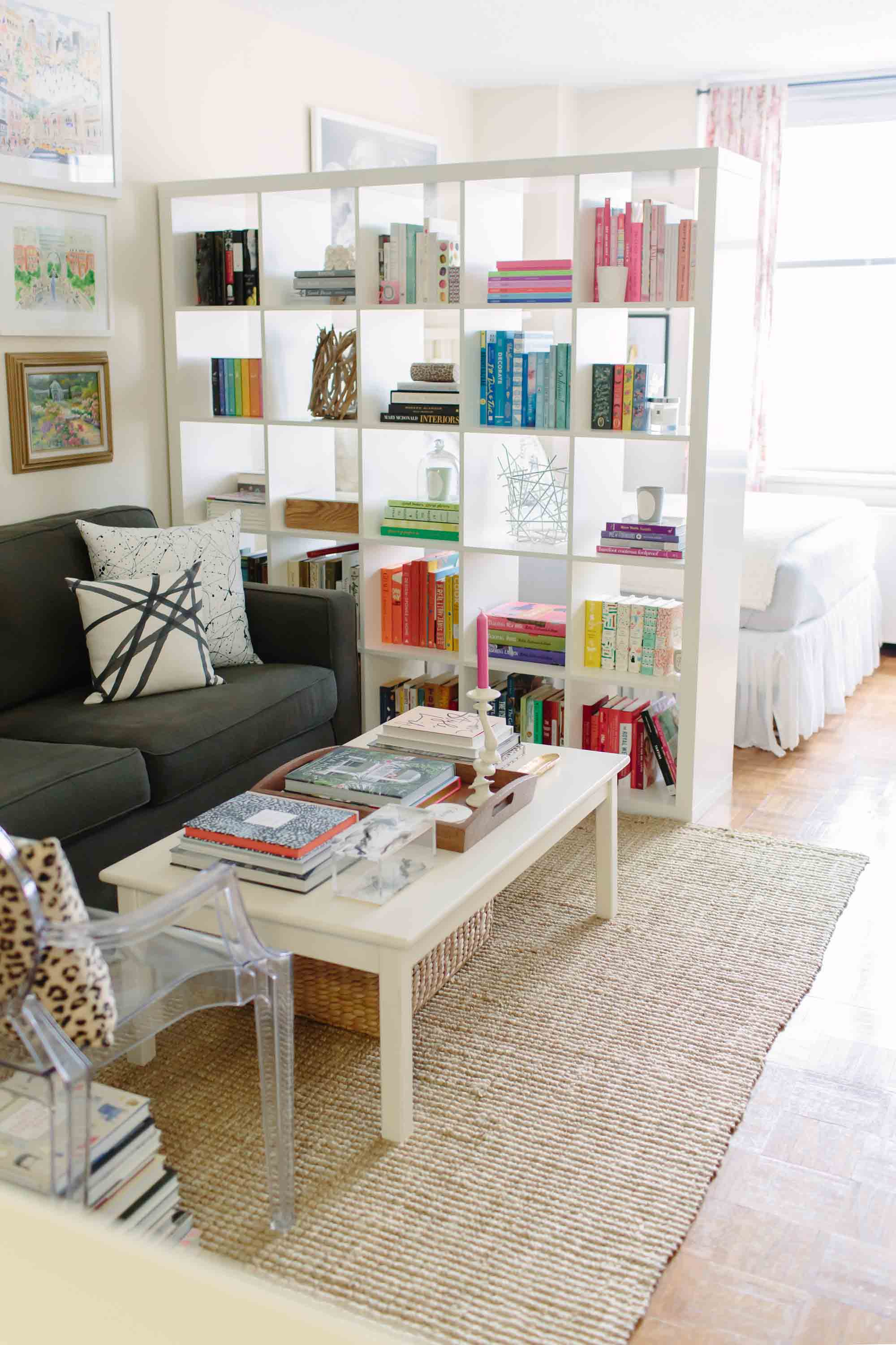 8 Stylish Ideas for Dividing a Studio Apartment featured by top US interior design blog, York Avenue; image of Ikea bookshelf