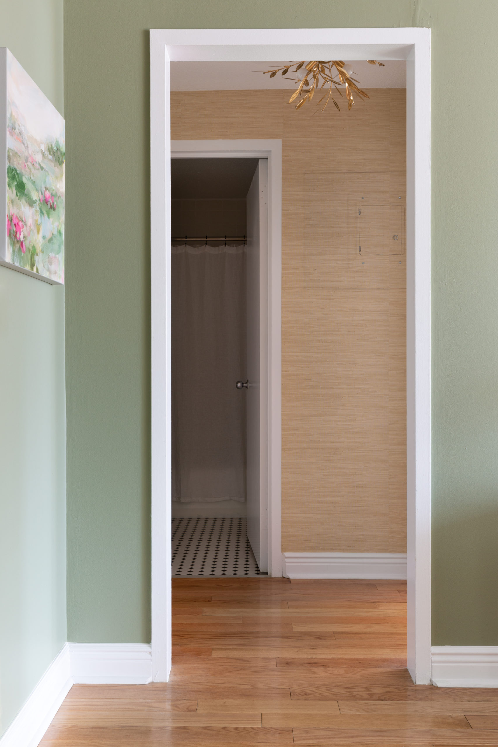 Before and After: A Hallway Makeover with Society Social Peel and Stick  Grasscloth Wallpaper - York Avenue